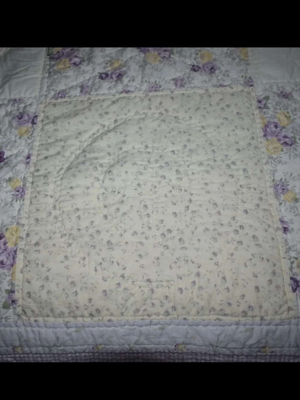 Vintage Quilt Full Queen Blanket Floral Flower embroidered Beads Country Cottage